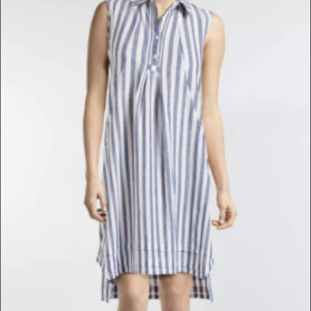 HOPE & Harlow Striped Linen Cotton Shift Shirt Dress - Picture 2 of 8